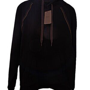 Theory Sweater Cotton Pullover Hoodie in Black Terry Cotton Sizes S and M